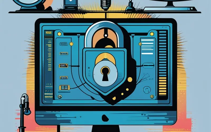 Illustration: a workstation protected by a padlock.